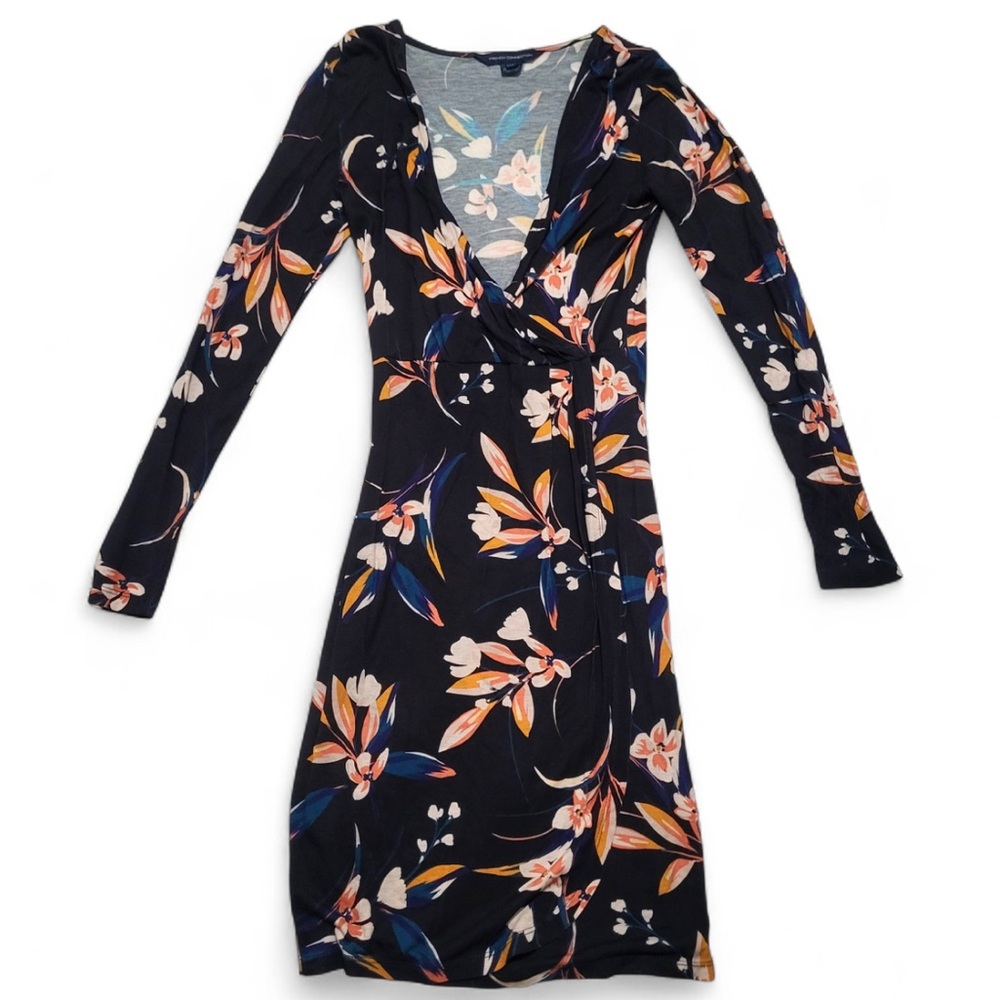 French Connection Women’s Raquel Floral Long‎ Sleeve Faux Wrap Dress size 2
